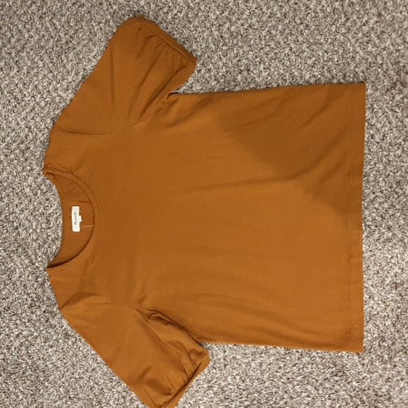 Madewell Tops - Madewell Brown Mustard Puff Sleeve Top